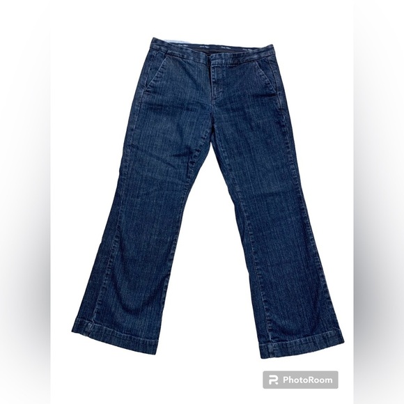 Women’s Tommy Hilfiger Trouser Denim Jeans Wide Leg Sz 10S Short Dark Wash - Picture 1 of 10